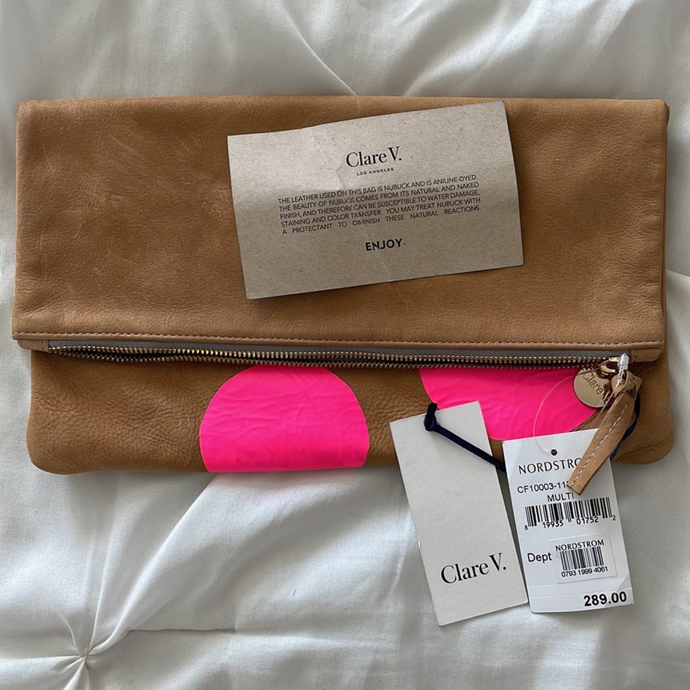 Clare V Foldover Nude Clutch